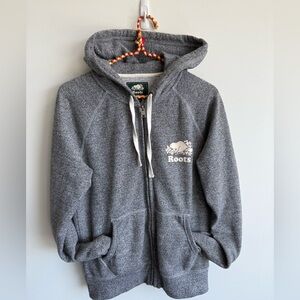 Classic salt & pepper ROOTs zip up hoodie 
Small